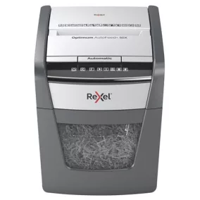   Iratmegsemmisítő, konfetti, 50 lap, REXEL, "Optimum AutoFeed+ 50X"