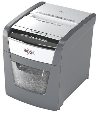 Iratmegsemmisítő, konfetti, 50 lap, REXEL, "Optimum AutoFeed+ 50X"