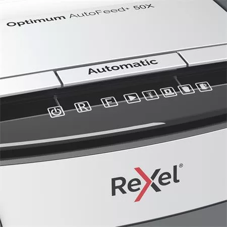 Iratmegsemmisítő, konfetti, 50 lap, REXEL, "Optimum AutoFeed+ 50X"