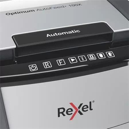 Iratmegsemmisítő, konfetti, 100 lap, REXEL "Optimum AutoFeed+ 100X"