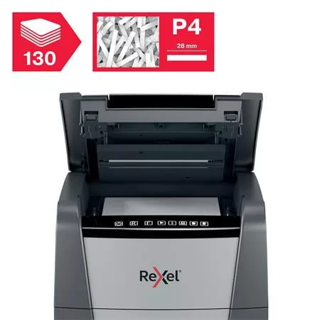 Iratmegsemmisítő, konfetti, 130 lap, REXEL, "Optimum AutoFeed+ 130X"