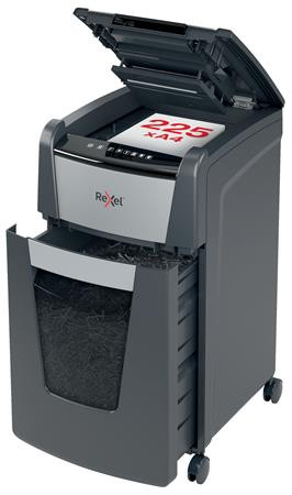 Iratmegsemmisítő, konfetti, 225 lap, REXEL, "Optimum AutoFeed+ 225X"