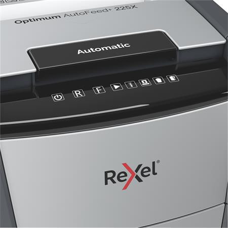 Iratmegsemmisítő, konfetti, 225 lap, REXEL, "Optimum AutoFeed+ 225X"