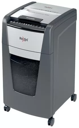 Iratmegsemmisítő, mikrokonfetti, 300 lap, REXEL, "Optimum AutoFeed+ 300M"