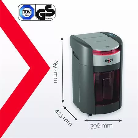 Iratmegsemmisítő, konfetti, 200 lap, REXEL "ShredMax AutoFeed+ 200X P4"