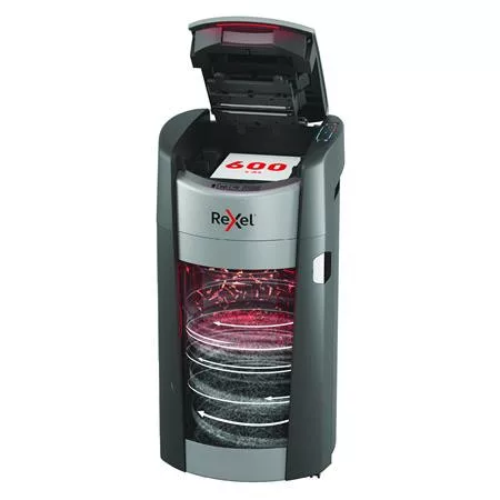 Iratmegsemmisítő, konfetti, 600 lap, REXEL "ShredMax AutoFeed+ 600X P4"