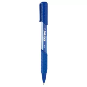   Golyóstoll, 1,0 mm, nyomógombos, háromszögletű, KORES "K6-M", kék