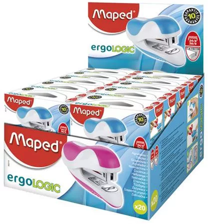 Tűzőgép, 24/6, 26/6, 12 lap, MAPED "Ergologic Mini", vegyes színek