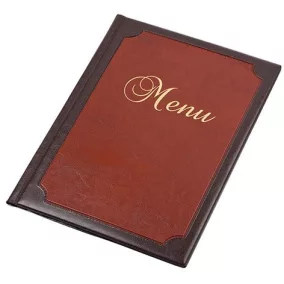   Étlaptartó, A4, bőrhatású, PANTA PLAST "Keretes Menu", sötétbarna-gesztenyebarna