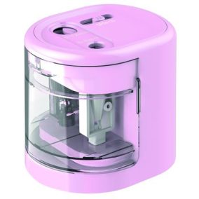 Hegyező, kétlyukú, asztali, elemes, USB töltővel, RAPESCO"PS12-USB", világos rózsaszín   Hegyező, kétlyukú, asztali, elemes, USB töltővel, RAPESCO"PS12-USB", világos rózsaszín