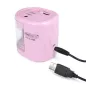   Hegyező, kétlyukú, asztali, elemes, USB töltővel, RAPESCO"PS12-USB", világos rózsaszín