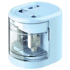 Hegyező, kétlyukú, asztali, elemes, USB töltővel, RAPESCO"PS12-USB", világoskék   Hegyező, kétlyukú, asztali, elemes, USB töltővel, RAPESCO"PS12-USB", világoskék