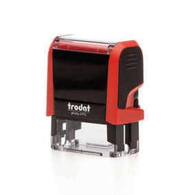 Bélyegző, TRODAT "Printy 4912", piros ház, fekete párnával   Bélyegző, TRODAT "Printy 4912", piros ház, fekete párnával