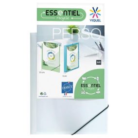   Gumis mappa, panorámás, 15 mm, PP, A4, VIQUEL "Essentiel Perso", fehér