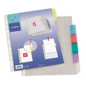   Genotherm, lefűzhető, jelölőfüles, A4, 90 mikron, víztiszta, 6 részes, VIQUEL