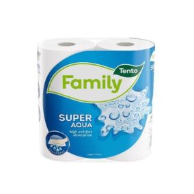 Kéztörlő, tekercses, 2 rétegű, TENTO "Family Super Aqua", fehér   Kéztörlő, tekercses, 2 rétegű, TENTO "Family Super Aqua", fehér
