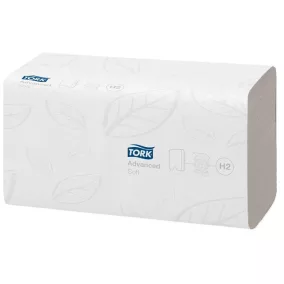   Kéztörlő, Interfold hajtás, 2 rétegű, 180 lap, H2 rendszer, Advanced, TORK "Xpress Soft Multifold", fehér