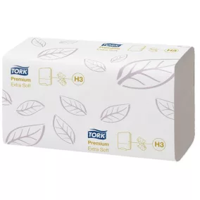   Kéztörlő,  Z hajtás, 2 rétegű, 200 lap, H3 rendszer, Premium, TORK "Extra Soft Singlefold", fehér