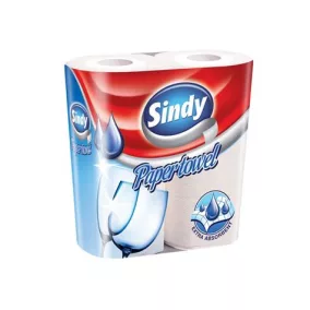   Háztartási papírtörlő, 2 rétegű, 2 tekercses, "Sindy"