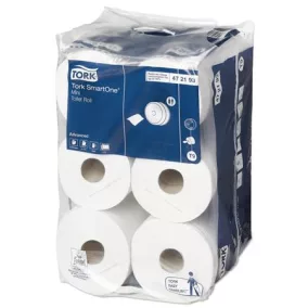  Toalettpapír, T9 rendszer, 2 rétegű, 14,9 cm átmérő, TORK " SmartOne Mini", fehér