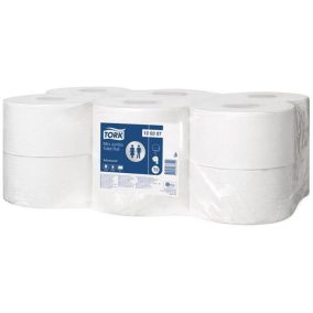 Toalettpapír, T2 rendszer, 2 rétegű, 19, 5 cm átmérő, Advanced, TORK "Mini Jumbo", fehér   Toalettpapír, T2 rendszer, 2 rétegű, 19, 5 cm átmérő, Advanced, TORK "Mini Jumbo", fehér