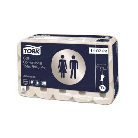   Toalettpapír, T4 rendszer, 3 rétegű, 12,5 cm átmérő, Advanced, TORK, fehér