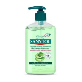 Antibakteriális folyékony szappan, 250 ml, SANYTOL "Hidratáló", aloe vera és zöld tea   Antibakteriális folyékony szappan, 250 ml, SANYTOL "Hidratáló", aloe vera és zöld tea
