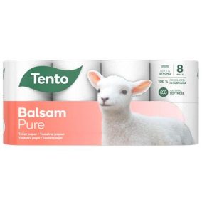 Toalettpapír, 3 rétegű, kistekercses, 8 tekercs, TENTO "Balsam Pure", fehér   Toalettpapír, 3 rétegű, kistekercses, 8 tekercs, TENTO "Balsam Pure", fehér