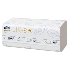   Kéztörlő, tömörített, Interfold, 2 réteg, 170 lap, H2 rendszer, Premium, TORK "Xpress Soft Multifold", fehér