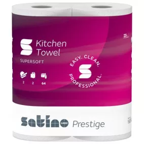   Kéztörlő, 2 rétegű, 2 tekercses,  64 lapos, "Satino Prestige", fehér
