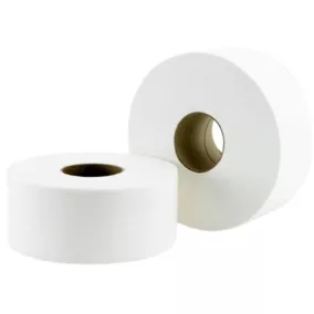   Toalettpapír, 2 rétegű, nagytekercses, 100 méter, 19 cm átmérő, hófehér