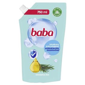 Folyékony szappan utántöltő, 750 ml, BABA, eukaliptusz Folyékony szappan utántöltő, 750 ml, BABA, eukaliptusz