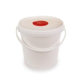 Vödör szöszmentes törlőkendő adagolásához, visszazárható fedéllel, 6,5 l, fehér   Vödör szöszmentes törlőkendő adagolásához, visszazárható fedéllel, 6,5 l, fehér