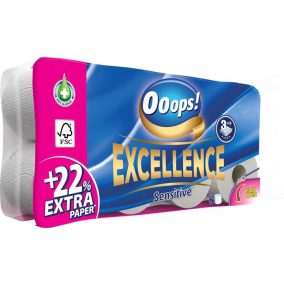 Toalettpapír, 3 rétegű, kistekercses, 8 tekercs, OOOPS "Excellence"   Toalettpapír, 3 rétegű, kistekercses, 8 tekercs, OOOPS "Excellence"