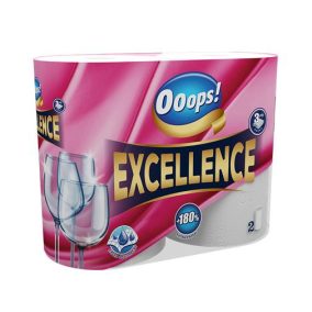 Háztartási papírtörlő, 3 rétegű, 2 tekercses, OOOPS "Excellence"   Háztartási papírtörlő, 3 rétegű, 2 tekercses, OOOPS "Excellence"
