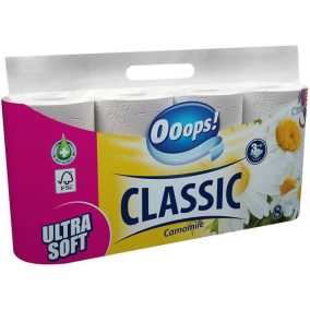 Toalettpapír, 3 rétegű, kistekercses, 8 tekercs, OOOPS "Classic", kamilla   Toalettpapír, 3 rétegű, kistekercses, 8 tekercs, OOOPS "Classic", kamilla