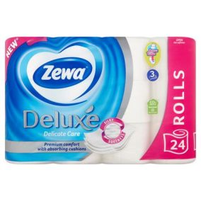 Toalettpapír, 3 rétegű, kistekercses, 24 tekercs, ZEWA "Deluxe", fehér   Toalettpapír, 3 rétegű, kistekercses, 24 tekercs, ZEWA "Deluxe", fehér