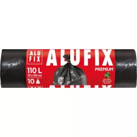   Szemeteszsák, extra erős, 110 l, 10 db, 70x110 cm, 33 µ, ALUFIX, fekete