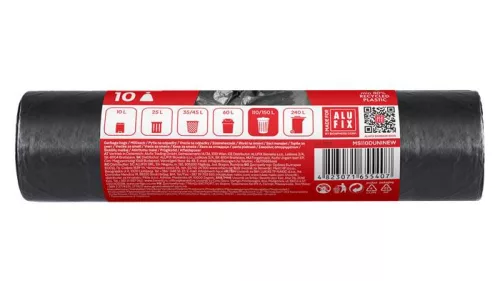 Szemeteszsák, extra erős, 110 l, 10 db, 70x110 cm, 33 µ, ALUFIX, fekete