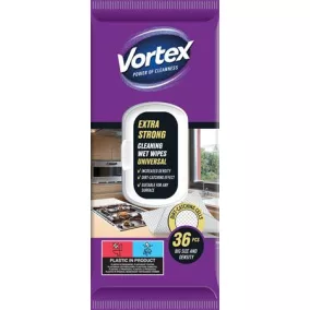   Nedves törlőkendő, univerzális, visszazárható tetővel, 36 db, VORTEX, extra erős