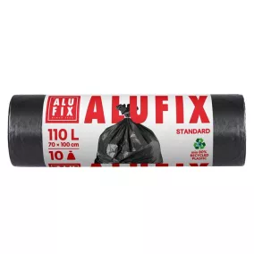   Szemeteszsák, 110 l, 10 db, 70x110 cm, 25 µ, ALUFIX, fekete