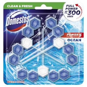 WC frissítő blokk, 3 db-os, DOMESTOS "Power 5", óceán   WC frissítő blokk, 3 db-os, DOMESTOS "Power 5", óceán