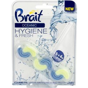 WC tisztító blokk, 2 fázisú, 45 g, "Brait Hygiene and fresh", óceán   WC tisztító blokk, 2 fázisú, 45 g, "Brait Hygiene and fresh", óceán