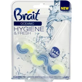   WC tisztító blokk, 2 fázisú, 45 g, "Brait Hygiene and fresh", óceán