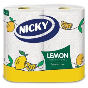 Kéztörlő, tekercses, 2 rétegű, 90 lap, "Nicky", citrom   Kéztörlő, tekercses, 2 rétegű, 90 lap, "Nicky", citrom