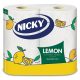 Kéztörlő, tekercses, 2 rétegű, 90 lap, "Nicky", citrom