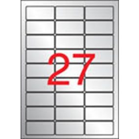   Etikett, 63,5x29,6 mm, poliészter, időjárásálló, kerekített sarkú, APLI, ezüst, 540 etikett/csomag