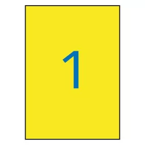   Etikett, 210x297 mm, poliészter, időjárásálló, APLI, sárga, 20 etikett/csomag