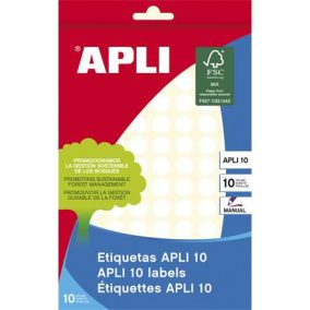Etikett, 10 mm kör, kézzel írható, APLI, 1260 etikett/csomag   Etikett, 10 mm kör, kézzel írható, APLI, 1260 etikett/csomag