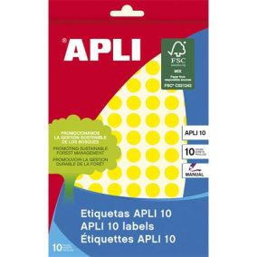 Etikett, 10 mm kör, kézzel írható, színes, APLI, sárga, 1008 etikett/csomag   Etikett, 10 mm kör, kézzel írható, színes, APLI, sárga, 1008 etikett/csomag